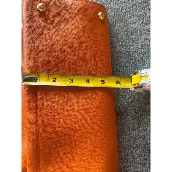 Prada Womens Orange Saffiano Leather Triple Pocket Convertible Tote Bag 13x10 In - Picture 14 of 16